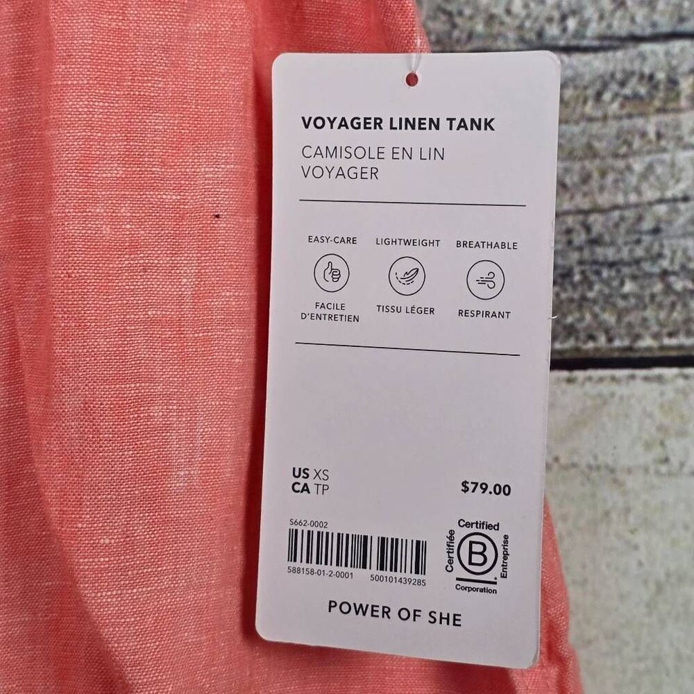 Athleta Voyager Linen Tank Coral Pink Adjustable Strap XS - Picture 4 of 8